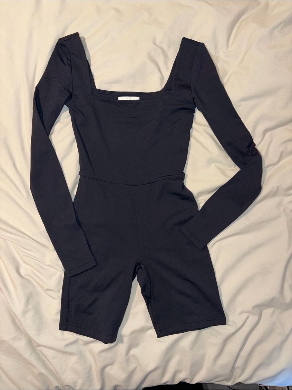 Babaton Black Long-Sleeve Square-Neck Romper